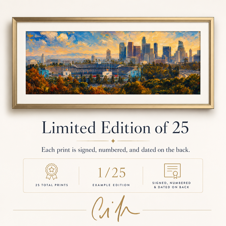 Limited Edition of 25 signed numbered and dated Dodger Stadium fine art print