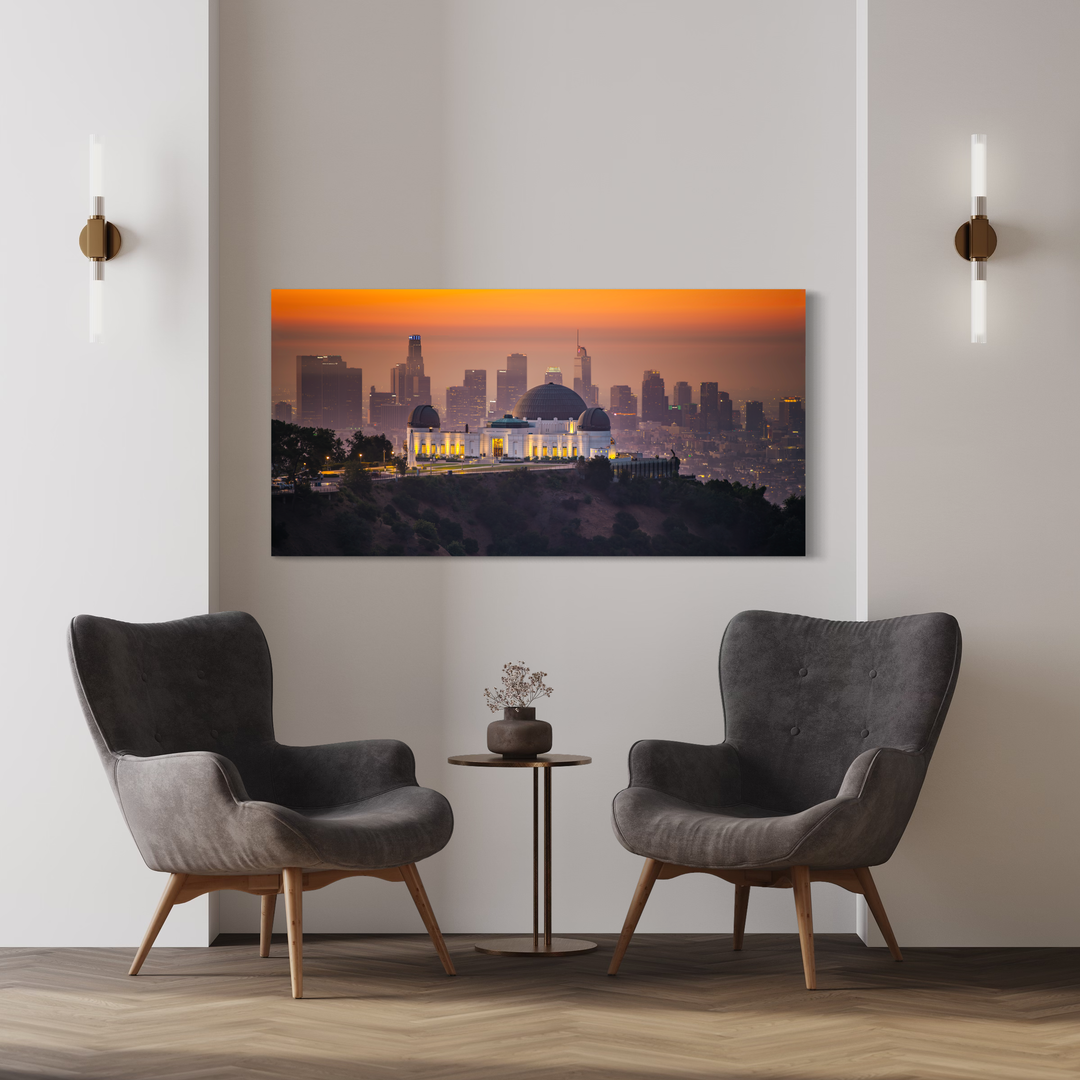 Griffith Observatory Print, Los Angeles Skyline Sunset Wall Art Metal Print, Canvas, Acrylic, Inkjet Photo Chris Fabregas Fine Art Photography Wall Art print High-quality fine art photography print 