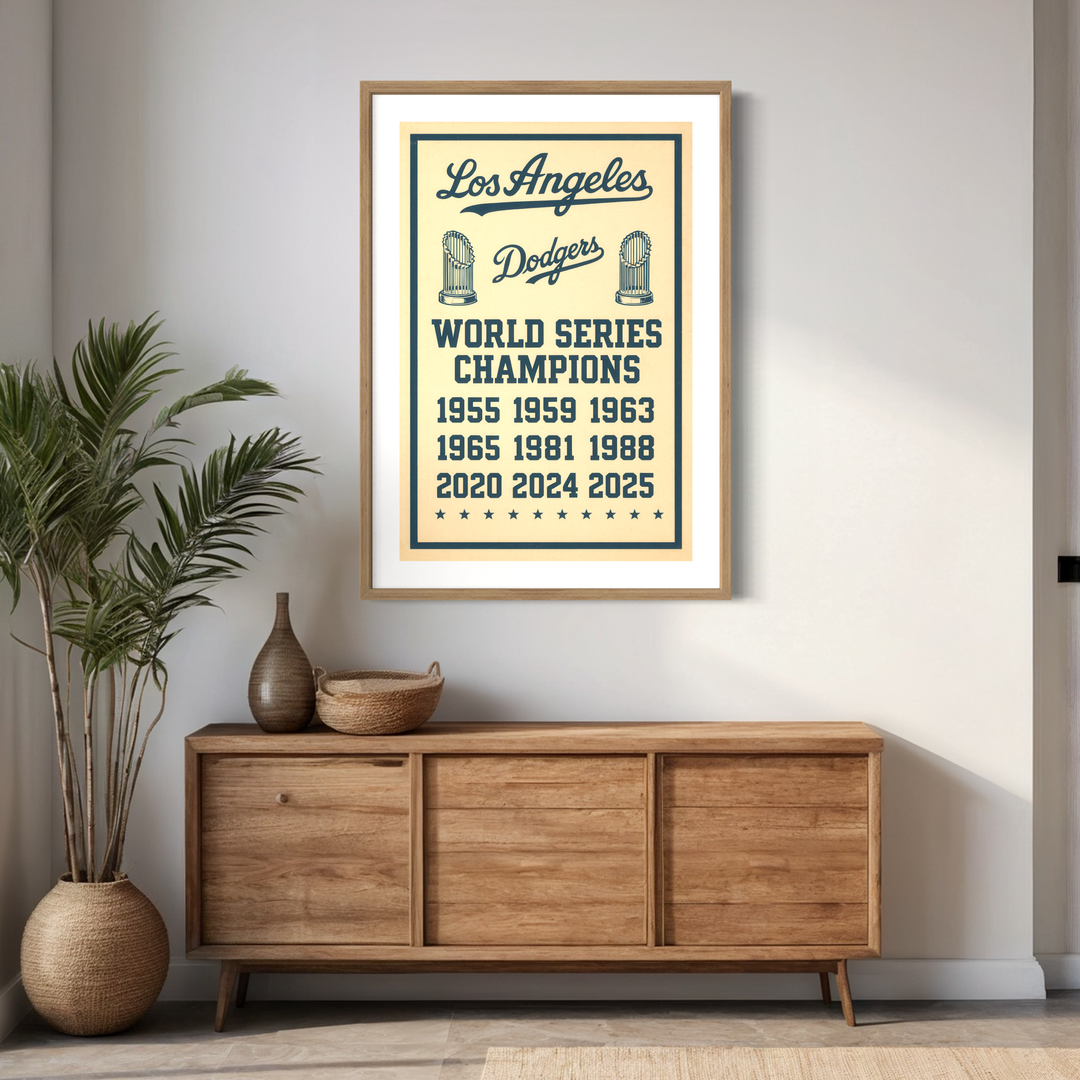 Los Angeles Dodgers World Series Champions Poster | 1955–2025 Championship Years Vintage Wall Art | Instant JPEG Download Digital Download Chris Fabregas Fine Art Photography Wall Art print High-quality fine art photography print 