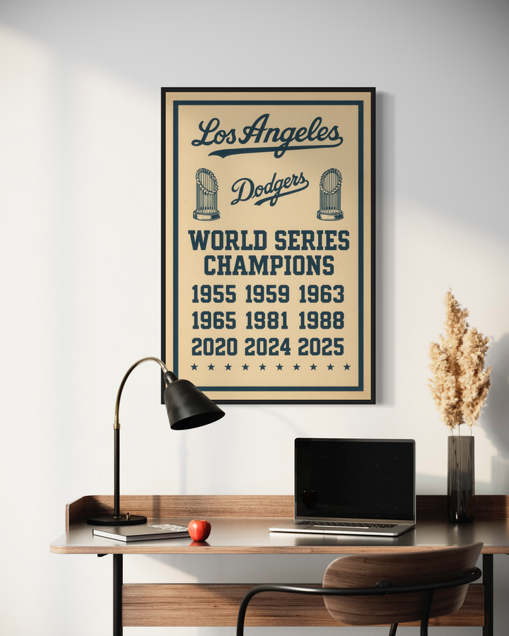 Los Angeles Dodgers World Series Champions Poster | 1955–2025 Championship Years Vintage Wall Art | Instant JPEG Download Digital Download Chris Fabregas Fine Art Photography Wall Art print High-quality fine art photography print 