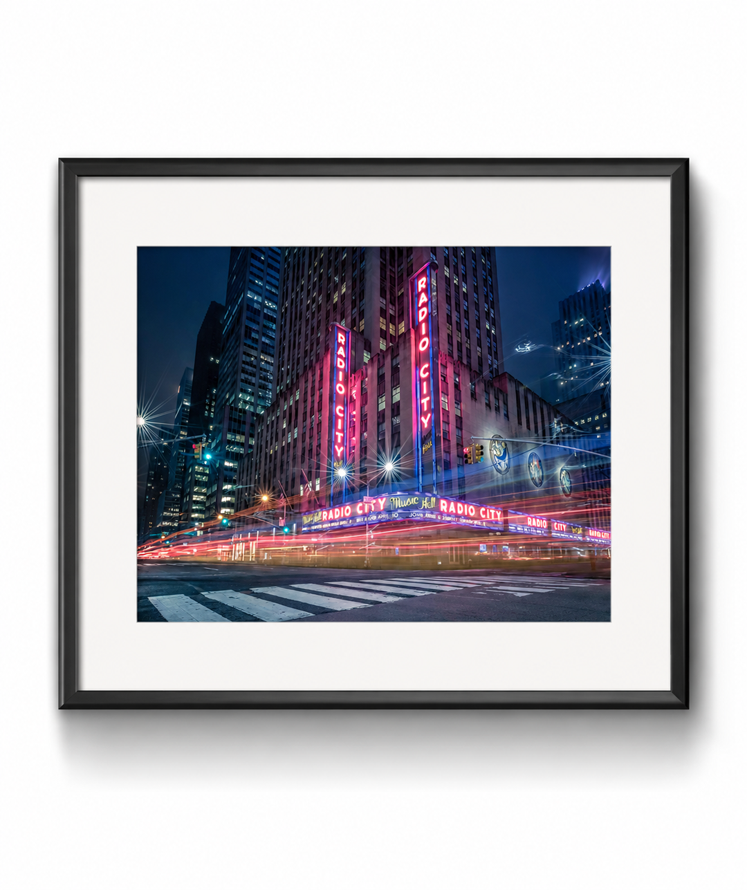 Radio City Music Hall Limited Edition Fine Art Print in a black frame with white mat