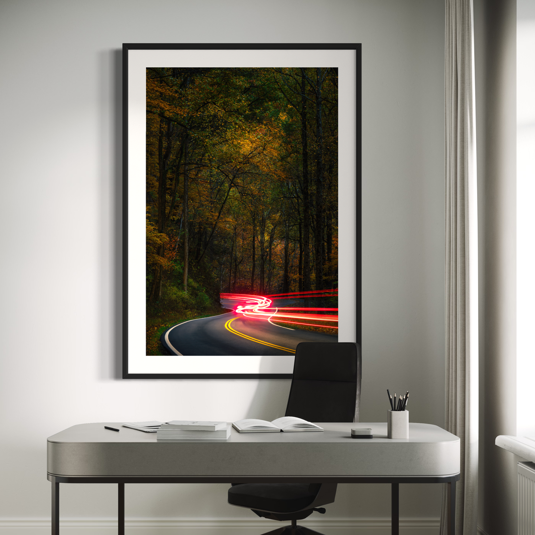 SMOKY MOUNTAINS LIGHT TRAILS PHOTOGRAPHY PRINT | TENNESSEE WALL ART Metal Print, Canvas, Acrylic, Inkjet Photo Chris Fabregas Photography Wall Art print High-quality fine art photography print 