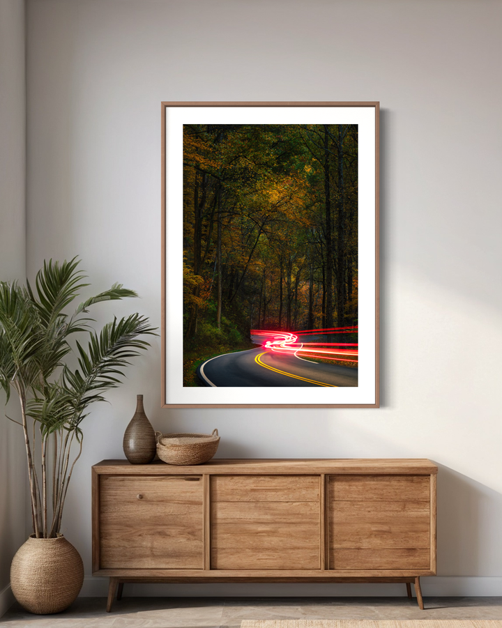 SMOKY MOUNTAINS LIGHT TRAILS PHOTOGRAPHY PRINT | TENNESSEE WALL ART Metal Print, Canvas, Acrylic, Inkjet Photo Chris Fabregas Photography Wall Art print High-quality fine art photography print 
