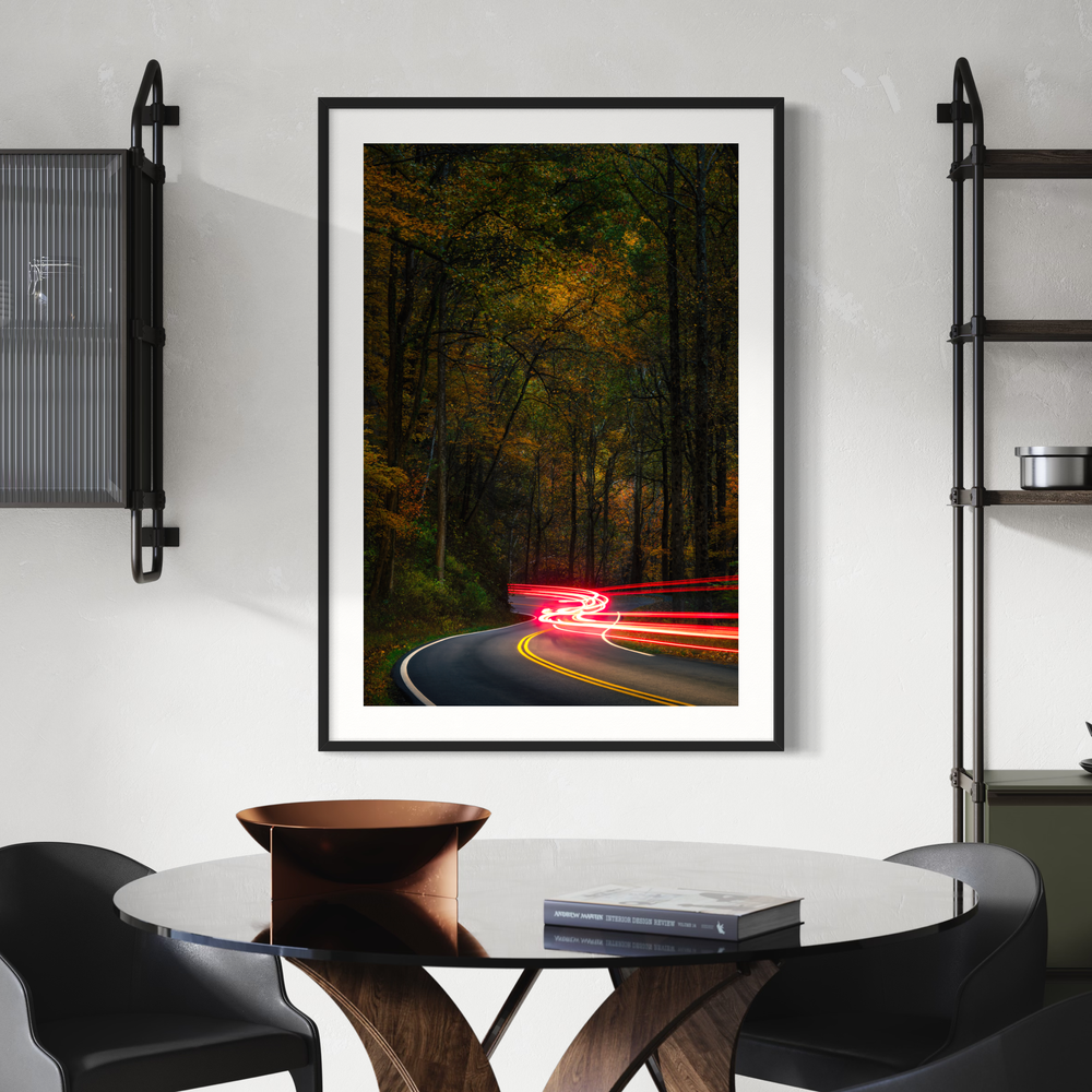 SMOKY MOUNTAINS LIGHT TRAILS PHOTOGRAPHY PRINT | TENNESSEE WALL ART Metal Print, Canvas, Acrylic, Inkjet Photo Chris Fabregas Photography Wall Art print High-quality fine art photography print 
