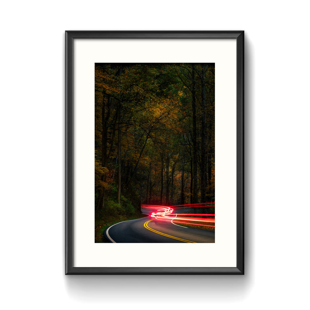 SMOKY MOUNTAINS LIGHT TRAILS PHOTOGRAPHY PRINT | TENNESSEE WALL ART Metal Print, Canvas, Acrylic, Inkjet Photo Chris Fabregas Photography Wall Art print High-quality fine art photography print 
