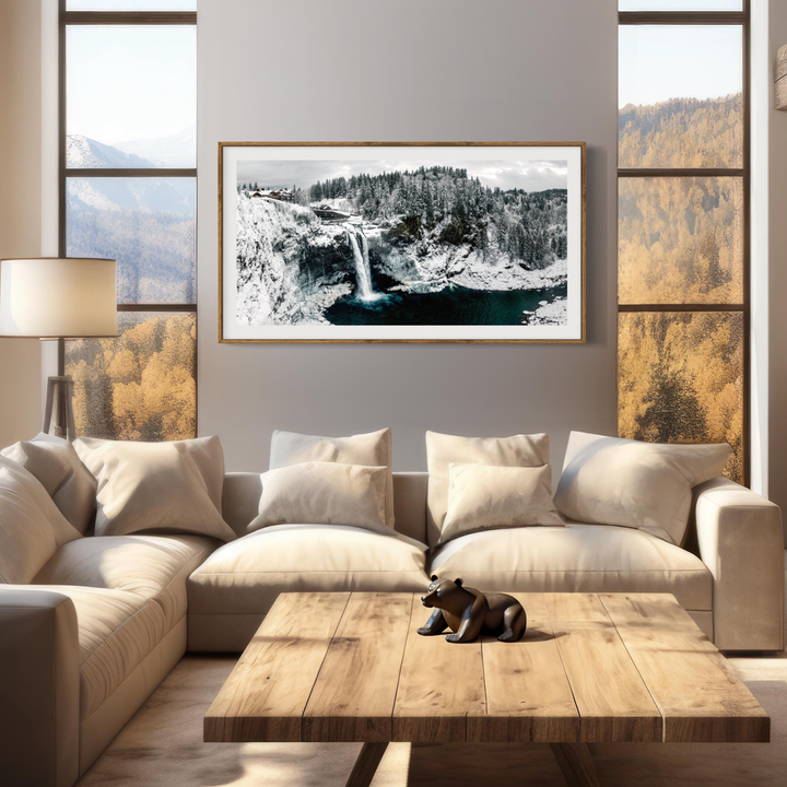 Snoqualmie Falls Winter Print, Pacific Northwest Waterfall Art Metal Print, Canvas, Acrylic, Inkjet Photo Chris Fabregas Fine Art Photography Wall Art print High-quality fine art photography print 