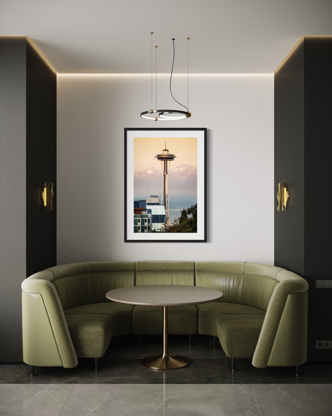 Seattle Space Needle Skyline displayed in a home interior