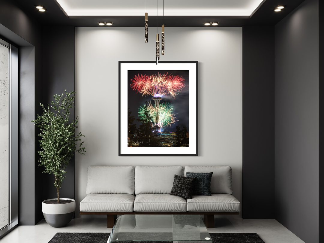 Space Needle New Year's Eve Fireworks Print, Seattle Skyline Art Chris Fabregas Fine Art Photography Wall Art print High-quality fine art photography print 