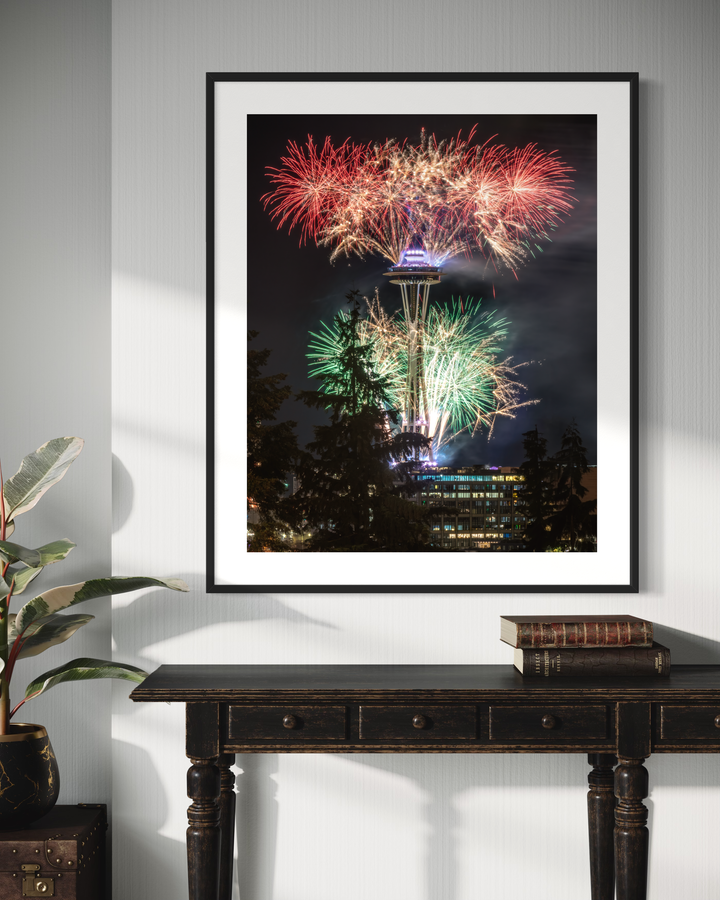 Space Needle New Year's Eve Fireworks Print, Seattle Skyline Art Chris Fabregas Fine Art Photography Wall Art print High-quality fine art photography print 
