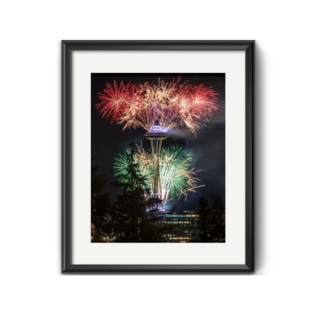 Space Needle New Year's Eve Fireworks Print, Seattle Skyline Art Chris Fabregas Fine Art Photography Wall Art print High-quality fine art photography print 