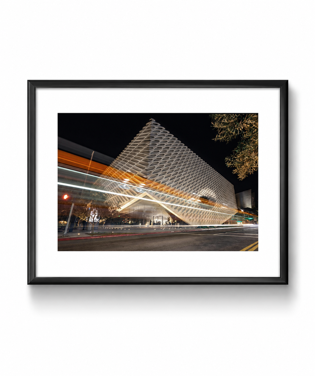 The Broad Museum Los Angeles Fine Art Print in a black frame with white mat