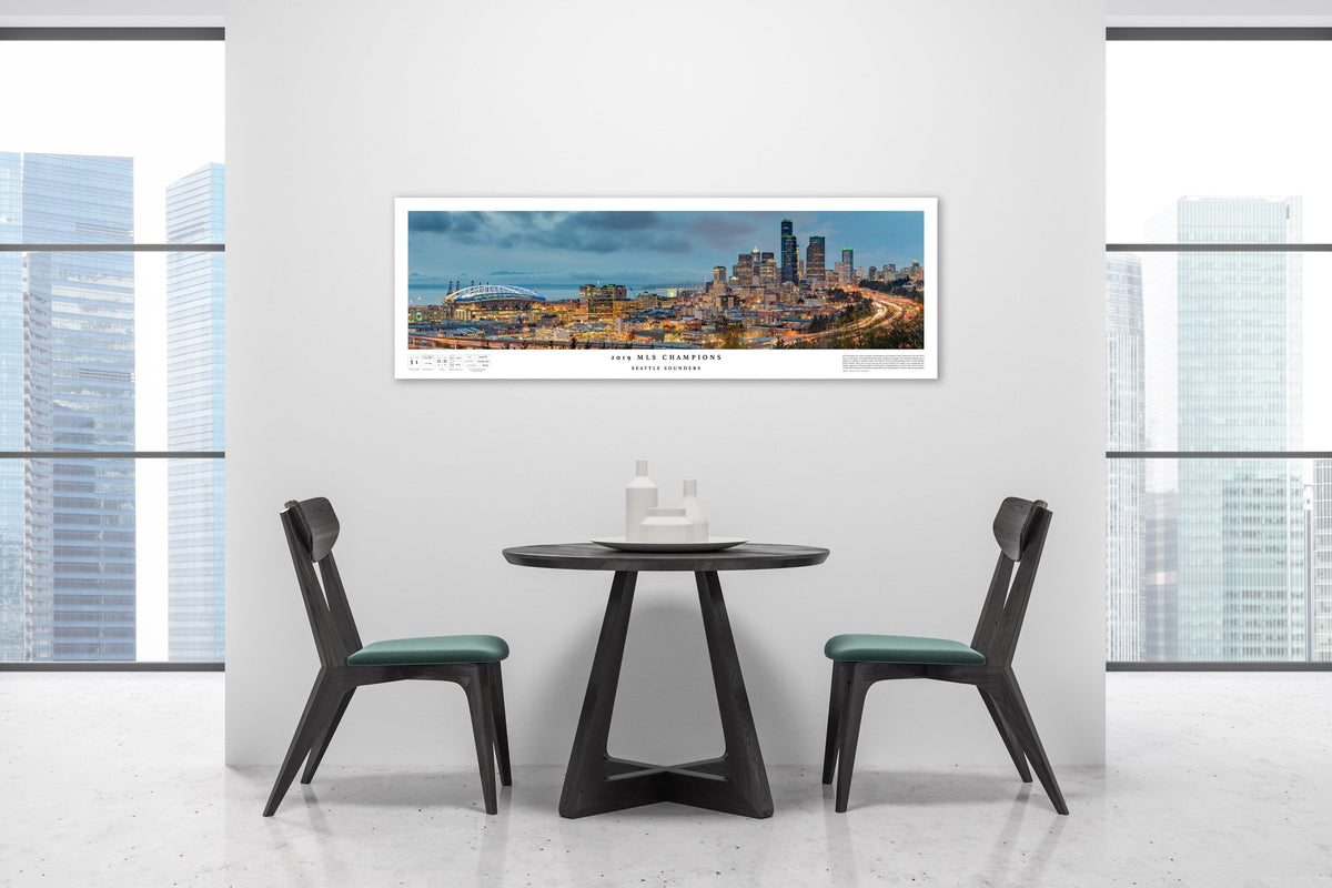 Seattle Sounders 2019 MLS Cup Limited Edition displayed in a styled room interior
