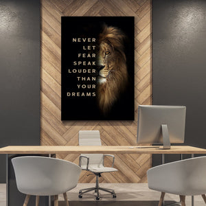 Chris Fabregas Fine Art Photography Motivational Canvas Lion Motivational Canvas - Never Let Fear Speak Louder Than Your Dreams Wall Art print