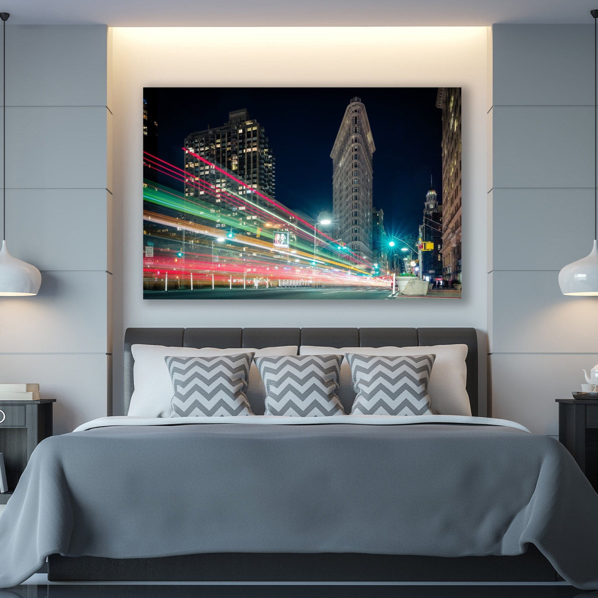 Flatiron Building New York City displayed in a contemporary room interior