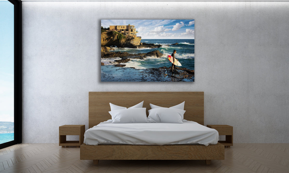 Laguna Beach High Surf displayed in a refined room interior