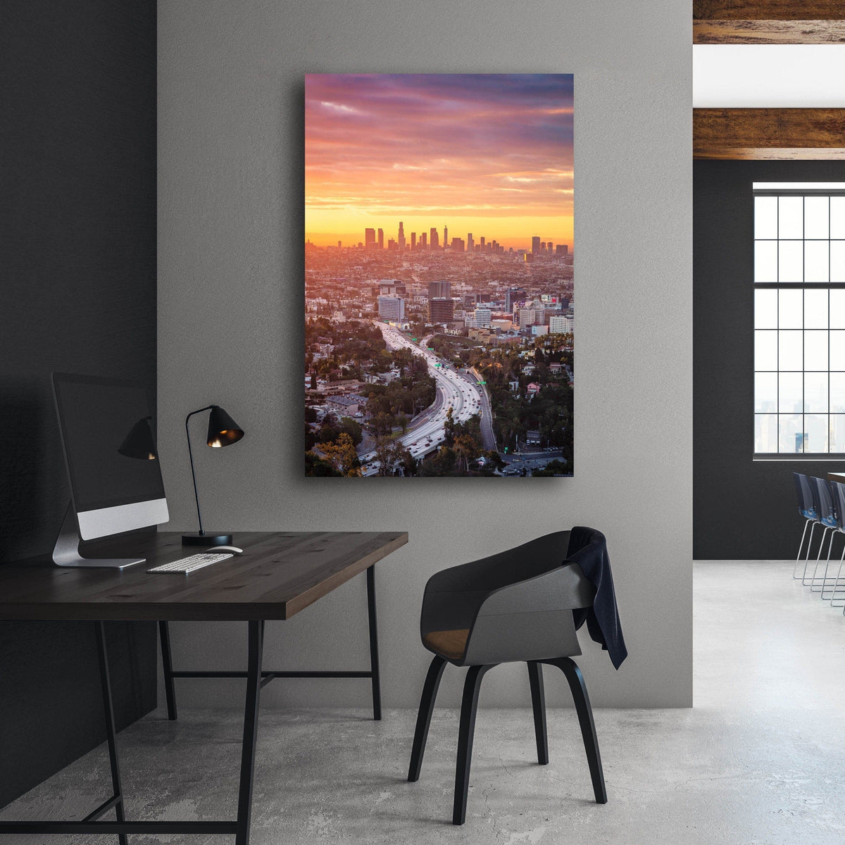 Los Angeles Sunrise displayed in a styled room interior