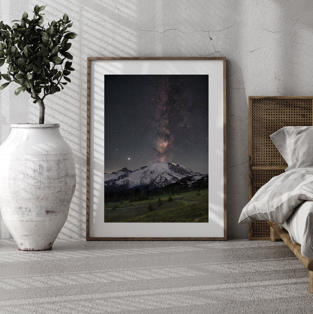 Milky Way Over Mount Rainier displayed in an elegant home interior