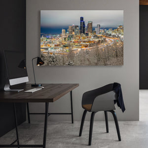 Chris Fabregas Photography Metal, Canvas, Paper Seattle Skyline With Snow - Limited Edition Photography Wall Art print