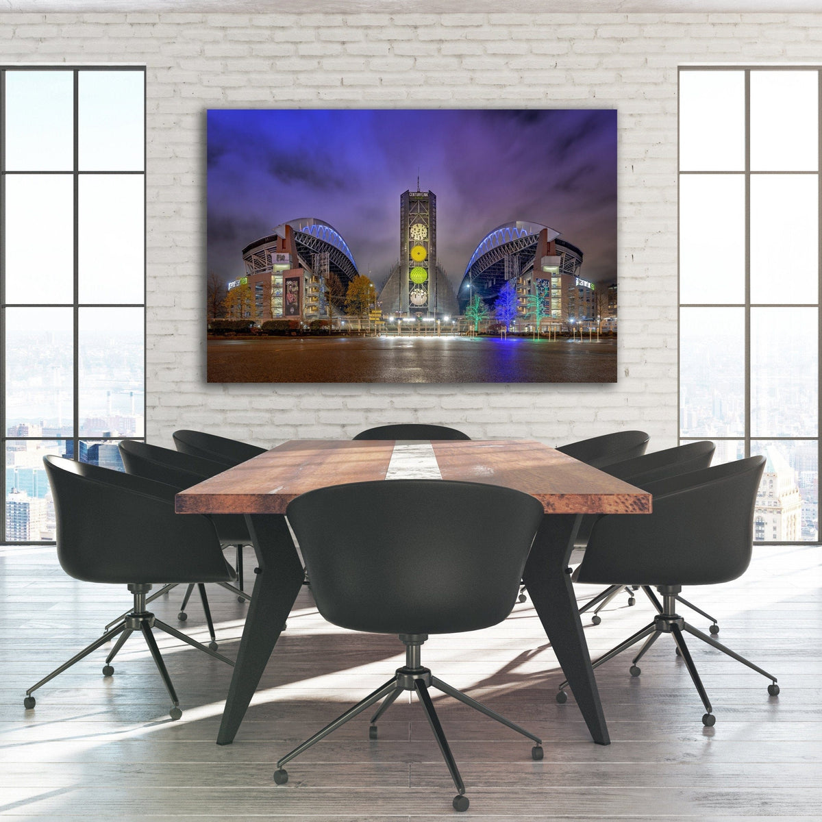 Seattle Lumen Field Fine Art Sports displayed in a contemporary room interior
