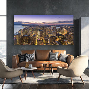 Chris Fabregas Photography Metal Print, Canvas Downtown Seattle Panoramic Limited Edition Print Wall Art print