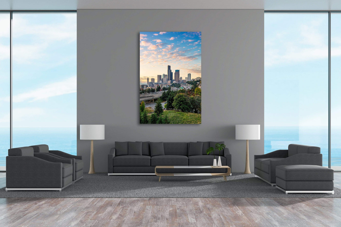 Seattle Skyline From Beacon Hill displayed in a home interior
